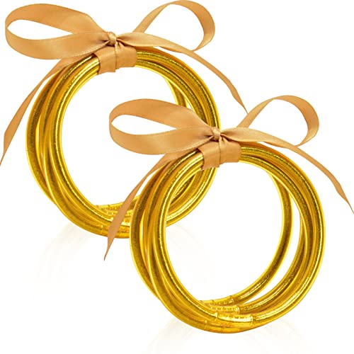 ZeeDix 10 Pack Glitter Jelly Bracelets, Soft Silicone Glitter Filled Jelly Bangles Bracelets Women- Sparkling Fashion Bangles for Women and Girls