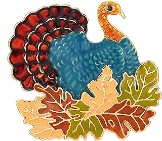 Christmas Brooches Pins for Women Girls, Glitter Enameled Thanksgiving Turkey Xmas Holiday Jewelry Brooch