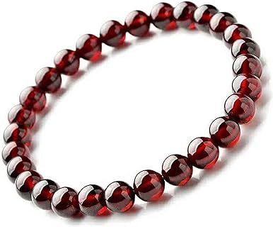 6mm Natural Wine Red Garnet Crystal Clear Round Beads Women Bracelet AAAAA