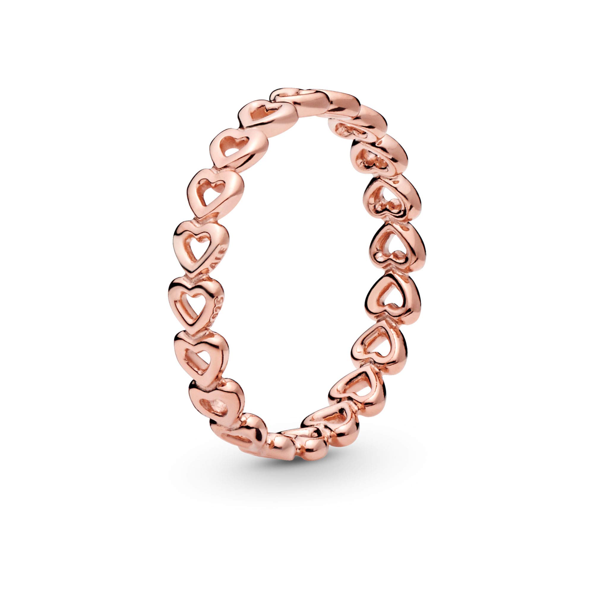 Pandora Band of Hearts - Rose Gold Ring for Women - Layering or Stackable Ring - Gift for Her - 14k Rose Gold-Plated Rose - Size 6
