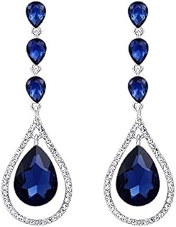 EVER FAITH Austrian Crystal Bridal Hollow-out Teardrop Pierced Dangle Earrings