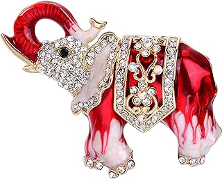 EVER FAITH Elephant Brooch Gold-Tone Enamel Austrian Crystal
