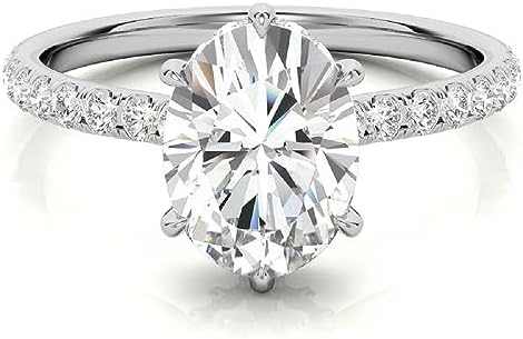 Riya Gems 3 CT Oval Cut Solitaire Moissanite Engagement Ring, VVS1 4 Prong Irene Knife-Edge Silver Wedding Ring, Woman Gift, Promise Gift