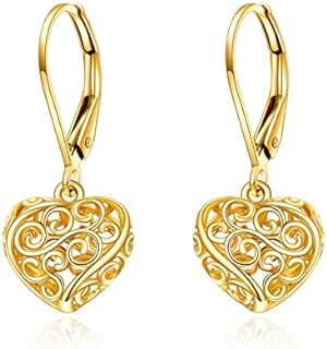 14k Solid Gold Dangle Earrings for Women, Leverback Drop Earrings Fine Jewelry Birthday Gifts for Her