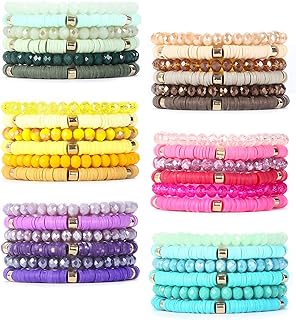 Women's Multi-Strand Beaded Alloy Bracelet Set with Cubic Zirconia & Bead-Chain Design - 36 Pcs Bohemian Stretchable Statement Cuff Bangles, No Clasp Required