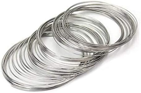 Memory Wire Beaded Stainless Steel Bracelets in Polished Alloy with Loop Chain for Jewelry Making, Coolrunner 100-200 Loops