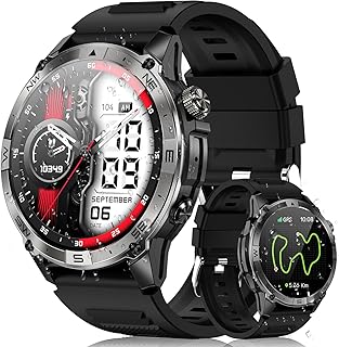 Vezuoco GPS内蔵スマートウォッチ、1.43インチAMOLED、耐衝撃・耐水・高度計搭載、スポーツ愛好家に最適、iPhone/Android対応。