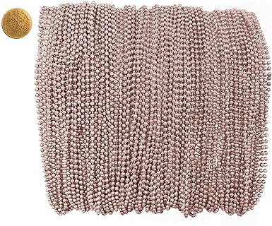 The Mardi Gras Krewe's Champagne Pink Rose Gold Mardi Gras Bead Necklaces in plastic with Doubloon, Set of 144 for Party Revelers