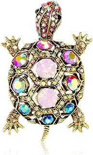 Cute Crystals Turtle Brooch Vintage Animal Pin Metal Lapel Pin Rhinestone Sea Turtle Badge Pin Colorful Turtle Enamel Brooch Jewelry Gift Accessories for Backpacks Clothing Bags