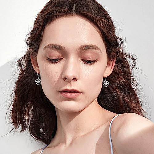 925 Sterling Silver Ball Heart Dangle Earrings for Women Lightweight Vintage Drop Dangle Earrings Leverback Earrings Jewelry Gifts For Her