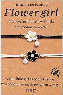 2Pcs Cute Braide String Flower Bracelet Set for Best Friend Girl Women Teen Girlfriend Sisiter Handmade Enamel Daisy Faux Pearl Bead Adjustable Rope Bracelet BFF Friendship Jewelry Birthday Gift