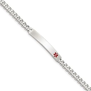 Lobster Claw Clasp Sterling Silver Engravable Medical ID Bracelet with Curb Chain for Women - Stylish Shape and Design