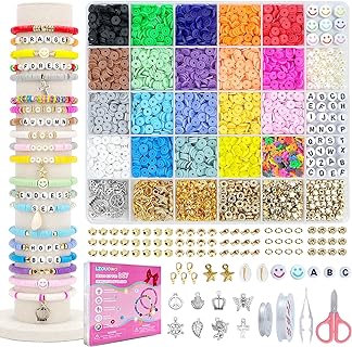 LZOUOWO 5300 Clay Beads Bracelet Making Aesthetic Kit, Polymer Heishi Preppy Letter Beads for Friendship Bracelet, Pearl Disc Beads Charms for Jewelry Making, DIY Creative Gift for Girls 8-12 Teens