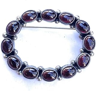 Vintage Navajo Amethyst Sterling Silver Brooch Signed