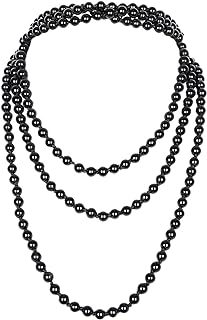 Vijiv 66" 8mm Glass Pearl 1920s Flapper Necklace Great Gatsby Accessories 6 Colors