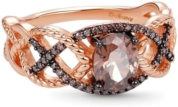 Daffany 18K Rose Gold Plated Silver Bridal Set with Oval Morganite and Diamond Engagement Ring for Women, Size 5