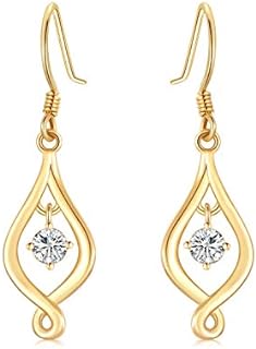 SISGEM 10K Solid Gold Infinity Drop Earrings for Women,Yellow Gold Moissanite Infinite Love Dangles Earrings Mother 's Day Birthday Gifts for Wife Mom Girlfriend