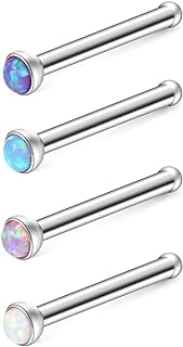 Ruifan 20G 1.5mm 2mm 2.5mm 3mm Jeweled Opal Nose Bone Studs Rings Pin Piercing Jewelry 4PCS