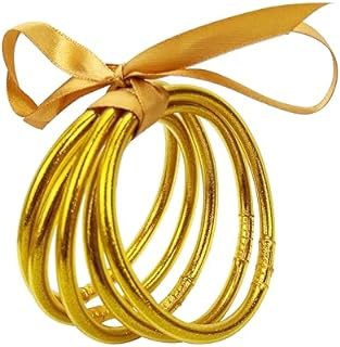 YBMYCM Glitter Jelly Bracelet Set for Women - 5pcs Dazzling Silicone Bangles with Lobster Claw Clasp & Box Chain Design, Alloy Construction, No Gemstone