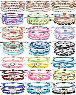 75 Pcs Friendship Bracelets for Teen Girls Surfer Wave Bracelet Handmade Ocean Wave Adjustable Anklets Waterproof Woven Beach Summer Bracelets for Women Cute Aesthetic Strand Bracelets Jewelry
