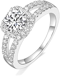 TIGRADE 2CT Wedding Band for Women Cubic Zirconia Engagement Ring Bridal Halo CZ Promise Anniversary Ring Size 3-12