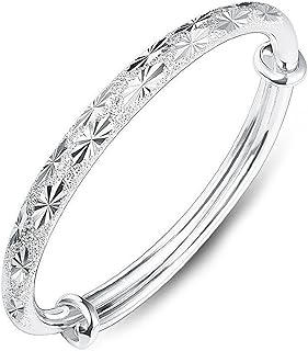 Charming Silver Bangle Bracelets with 925 Sterling Silver Charms, Bead Chain and Spring Ring Clasp for Women - Elegant Scalable Design