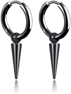 Womens Punk Rock Spike Hoop Earrings Stainless Steel Dangle Drop Earrings