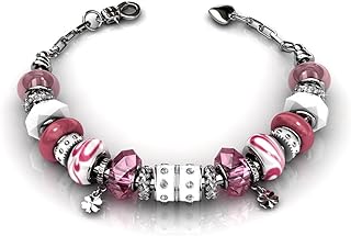 Lobster Claw Clasp 18k White Gold Charm Bracelet, Crystal-Embellished Snake Chain, Perfect for Women - Aurora Beaded Design