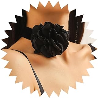 Black Flower Rose Choker Necklace Vintage Big Flower Velvet Necklace Large Flower Choker Necklace Black Velvet Suede Collar Necklace Jewelry for Women and Girls Gifts