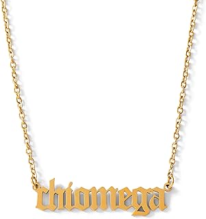 Sorority Shop Chi Omega Necklace — CO Old English Font Design, 18K Gold Plated, Chi Omega Gifts for Women