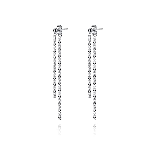 Reffeer Solid 925 Sterling Silver Long Dangle Earrings Tassel Chain for Women Girls Minimalist Dangle Earrings Drops