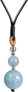 Jewever Moonstone Aquamarine Gemstone Pendant Necklaces for Women Crystals and Healing Stones Crystal Necklace Balance Meditation Spiritual Gifts for Women