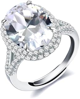 Adjustable Split Shank Engagement Ring with Cubic Zirconia for Women - Brass Oval Design