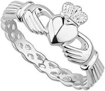 Braided Band Claddagh Engagement Ring - Sterling Silver - Ideal Gift for Women - Traditional Celtic Design