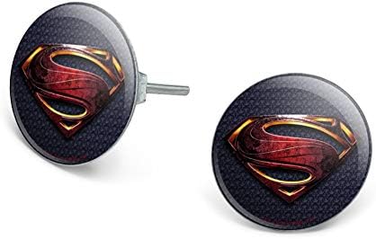 Justice League Movie Superman Logo Novelty Silver Plated Stud Earrings
