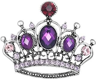 Rhinestone Crown Pin Brooch Women Pin Brooches Purple and Red Crown Lapel Pin Charm Jewelry Clothing Wear Accessori Fashion Couple Gifts