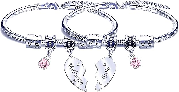 FGHJK Bracelet Cadeau d'Amitié pour Femme avec Breloques, Taille Ajustable, Matériau Durable et Anti-Rouille, Idéal comme Cadeau de Noël ou d'Anniversaire pour Meilleure Amie