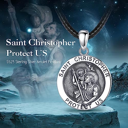 EUDORA 925 Sterling Silver St Michael/St Christopher/St Benedict/Virgin Mary/San Judas Tadeo/Good Shepherd Cross/Archangel Necklace Medal Pendant Protection Religious Amulet Jewelry For Men Women