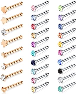 Zolure 18G 20G 22G Nose Pin Bone Screws Studs Surgical Steel Body Piercing Jewelry for Women Men