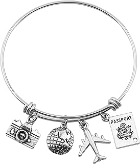 SEIRAA Travel Bracelet Expandable Wire Bracelet Bangle Charm Bracelets Gift For Traveler