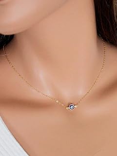 CLOACE Alloy Cable Chain Evil Eye Pendant Necklace - Mystical Amulet-Inspired Fashion Accessory for Women and Girls - Popular Good Luck Symbol