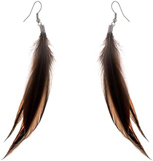 Lureme Bohemian Style Brown Feathers Dangle Earrings for Women and Girls (02004756-2)