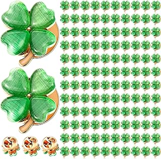 St. Patrick's Day Luck: XunYee Pin-Clasp Metal Four-Leaf Clover Brooches for Men and Women - Bulk Pack of 120 - Ideal Irish Holiday Themed Gift