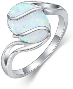 Opal Rings for Women 925 Sterling Silver October Birthstone Rings Engagement Anniversary Birthday Gifts White Opal Rings for Wife Girlfriend Her Size 5-9