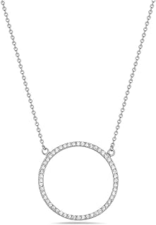My Daily Styles 925 Sterling Silver Circle of Life White Clear CZ Pendant Necklace