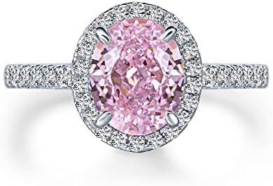 2-Carat Oval Pink Moissanite Engagement Ring in 14k White Gold Over Sterling Silver - Ideal Gift for Her - Elegant Design