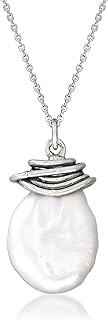 Ross-Simons Men's 13mm Cultured Baroque Coin Pearl Necklace on 18-Inch Sterling Silver Cable Chain with Lobster-Claw Clasp