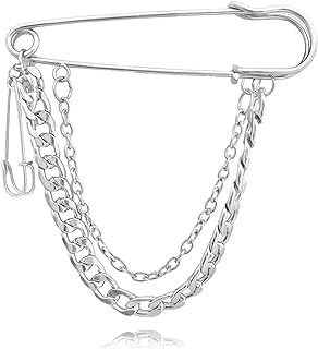 coadipress Hanging Long Chain Brooch Pin for Men Women Fashion Retro Silver Butterfly Bar Pins Safety Pin Punk Cool Chains Sweater Shawl Collar Coat Brooches Pin for Girls