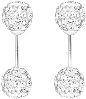 925 Sterling Silver Double-Sided Cubic Zirconia Stud Earrings with Screw Back for Teens and Women, Cartilage Hypoallergenic Earring Barbell