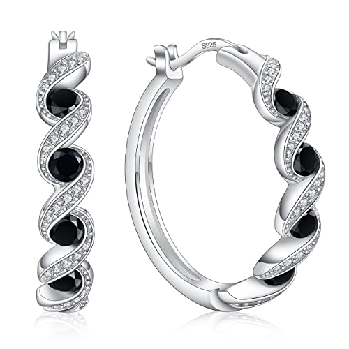 Sterling Silver Earrings, 925 Sterling Silver Hoop Earrings for Women Cubic Zirconia White Gold Plated Hypoallergenic Silver Earrings for Women Trendy Graduation Birthday Party Jewelry Gifts